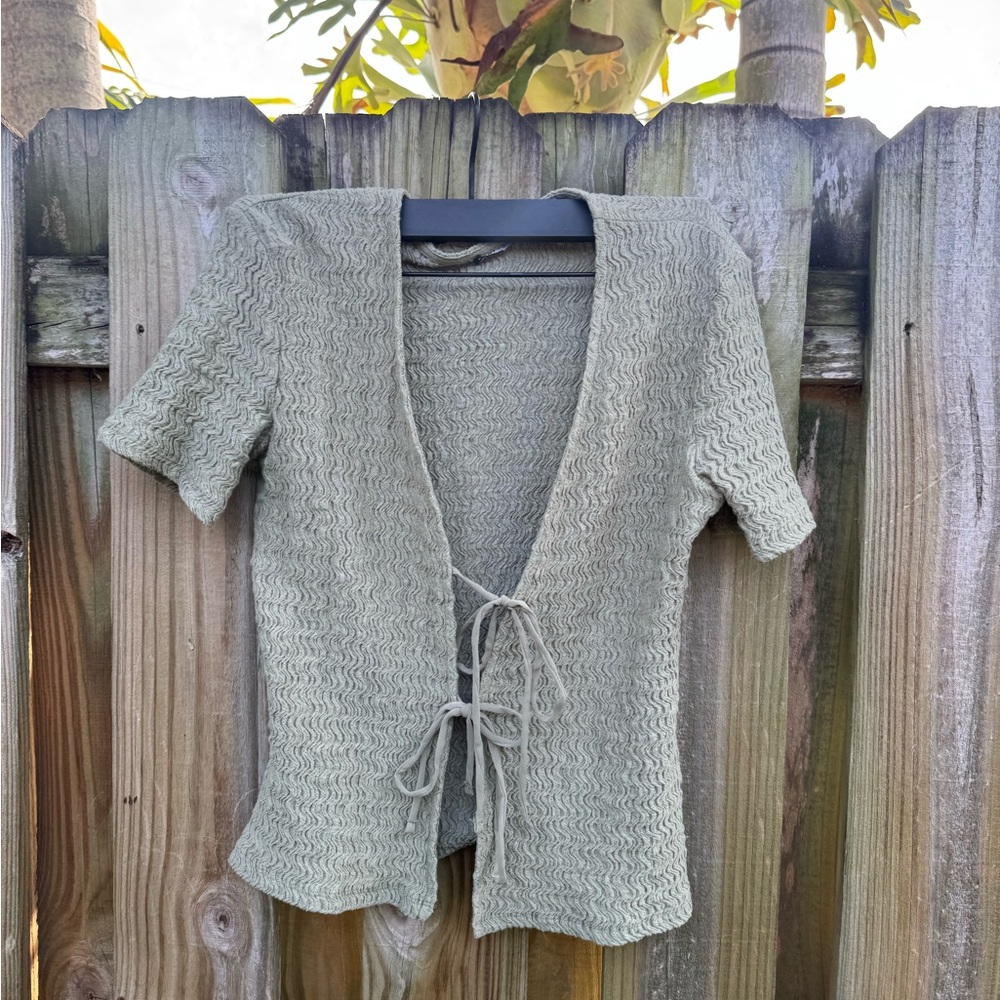 Zara Olive Green Tie Front Top